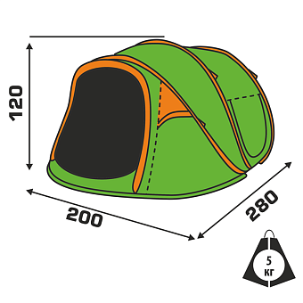 Палатка Raffer Quick-III (280*200*120cm) (QCK-3P)